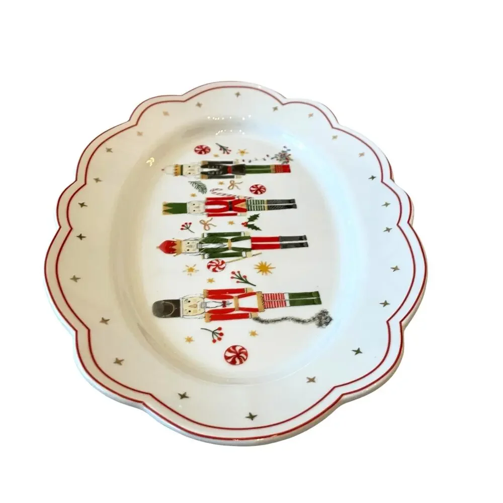 Grace Teaware Fine Porcelain CHRISTMAS NUTCRACKER Serving Platter Tray 10x14 NEW
